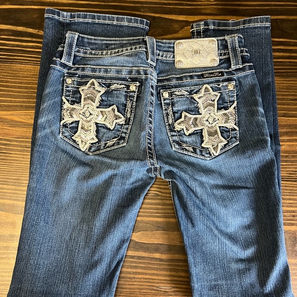 Miss Me Blue Boot Cut Jeans with Embellished Pocket - Picture 6 of 6
